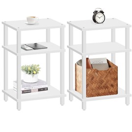 TUTOTAK Set of 2 End Table, Side Table, Nightstand, 3-Tier Storage Shelf, Couch Table for Small Space TB01BW0492
