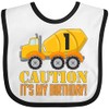 inktastic 1st Birthday Construction Truck Cement Mixer Baby Bib White