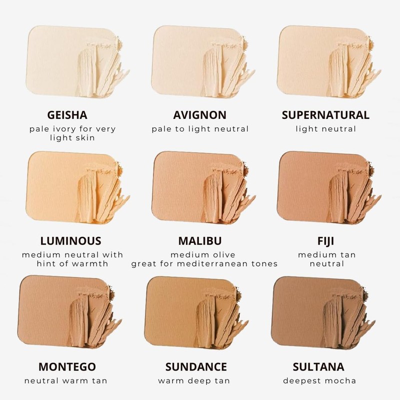 Honeybee Gardens Pressed Mineral Powder Foundation Refill, Malibu, Medium Olive