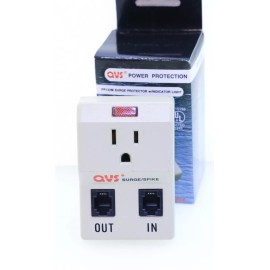 QVS Surge Spike Protector & EMI RFI Filter, Single Outlet & Modem/DSL with Light