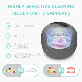 Ultrasonic Retainer Cleaner, 45kHz Retainer Cleaner Machine for Dentures, 4 Mode Dental Cleaning Pod with 200ML Capacity for Retainer Cleaning, Aligner, Mouth Guard, Toothbrush Head, Braces