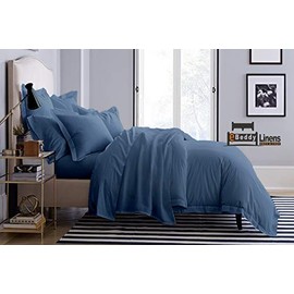 800 Thread Count Ultra Silky Soft Egyptian Cotton 3-Pieces Duvet Cover Hidden Zipper Closer & Corner Ties Durable and Fade Resistant (King XL 116x98, Steel Blue)