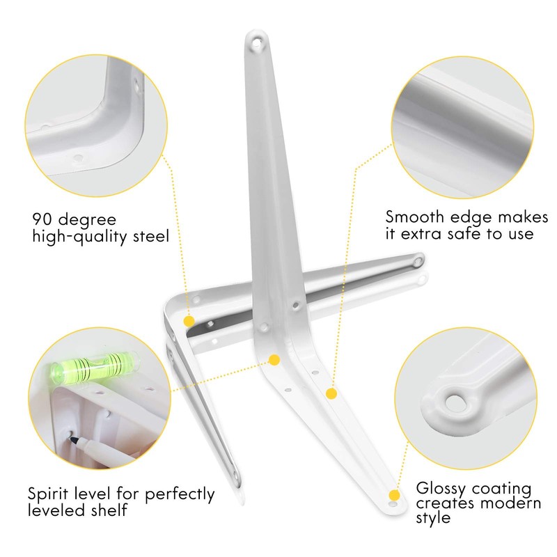 KOOLPUG Shelf Brackets with Screws and Mini Spirit Level, 10
