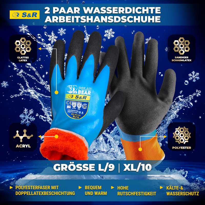 S&R Winter Gloves - Waterproof Protective Gloves with Latex Coating