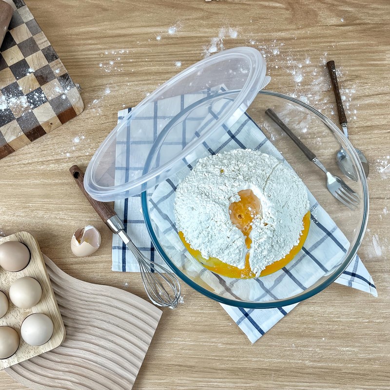 CGNWEEPS 4.7QT Large Glass Mixing Bowl with White Lid, Big