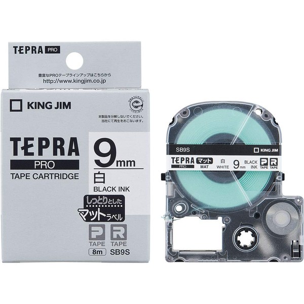Kingjim SB9S Tepra PRO Tape Cartridge, Matte Label, 0.3 inches