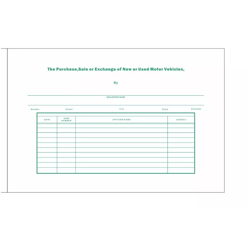 Car Dealer Record Book / Police Book /Inventory Sales Log