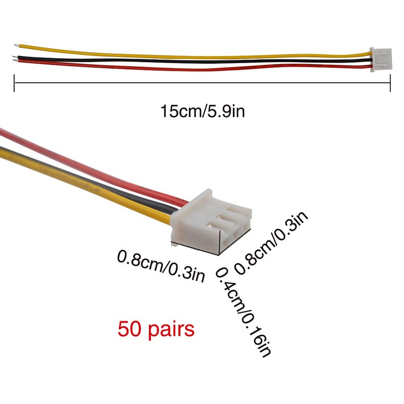 YIXISI Micro JST-XH 2.54 mm 3-Pin Connector Plug with Wire
