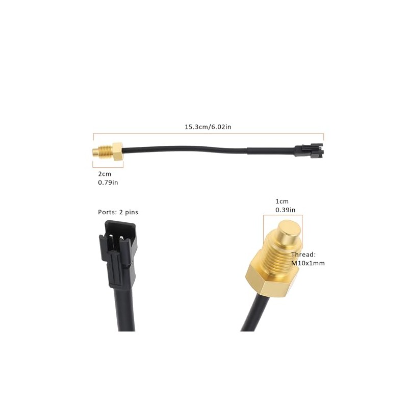 Motorcycle 2-Pin Water Temperature Meter Sensor Lines Measuring Cable M10