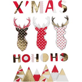 3D Stickers, H: 15-62 mm, W: 14-100 mm, reindeer, 15pcs, thickness 5 mm