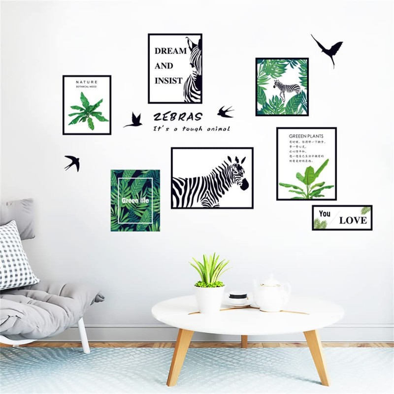 Condessacity Wall Sticker, Cats, Plants, Stylish, Scandinavian Simple Wall Green,