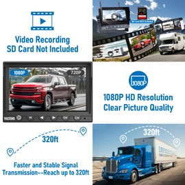 VASTEND 7 Inch RV Backup Camera Wireless, HD 1080P DVR Backup Camera High-Speed Rear View Observation System Stable Signals for RVs, Trucks, Trailers, IP69 Waterproof IR Night Vision