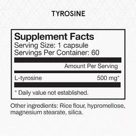 Momentous Tyrosine 120 Capsules Supplment Serving Cognitive Focus 07/25 TWO BTLS