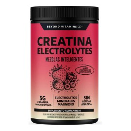 Creatina Monohidratada en Polvo con Electrolitos y Ciclodextrina Pre Workout - Efervescente Disuelve rápido -Con Scoop Dosificador - Creatine Monohydrate Pre Entreno - Gym Frutos Rojos