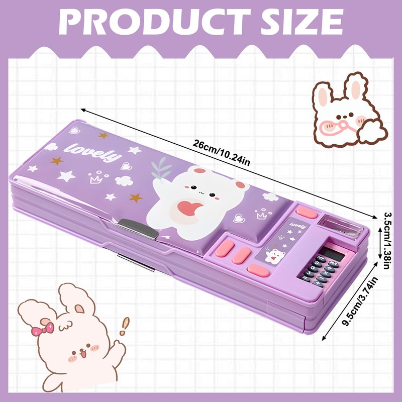Multifunctional Plastic Stationery Box, Pop Up Double-Sided Opening Pencil Case,