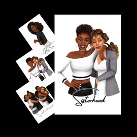 Sisterhood Journal and Stationery Combo Gift Pack, 6x9" Lined Journal, 3 Greeting Cards, Stationery Gift Set (Black+White)