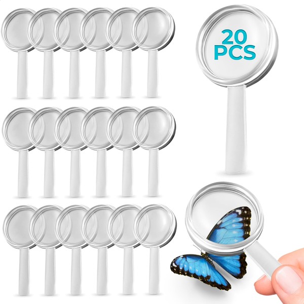 20Pcs Mini Magnifying Glass for Reading - Small Magnifying Glass Medical Supplies Magnifying Glasses for Reading Magnifiers for Seniors - Mini Hand Held Magnifying Glass Science Party Favors