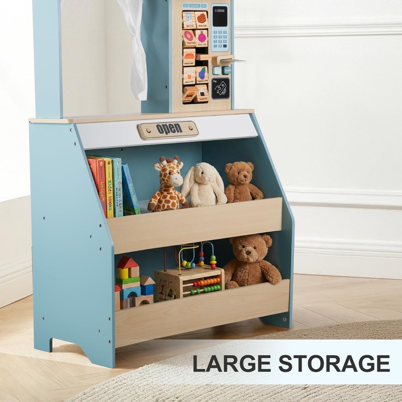 Kids Grocery Store Pretend Play, Puppet Theater&Grocery Store Playset Toy