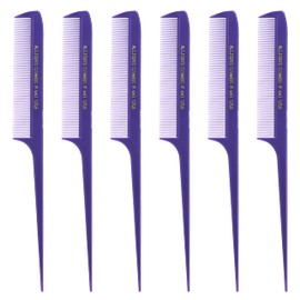 Allegro Combs 441. 8.5 In. Rat Tail Combs Pintail Braiding Or Parting Fine Teeth Rattail Hair Picks Combs Set For Hair Styling USA. 6 Pc. (PURPLE)