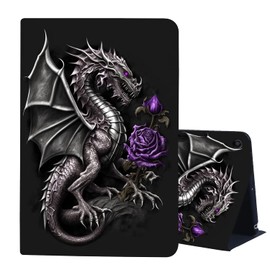 AIRWEE for Kindle Fire HD 10 Tablet Case 7th Generation,PU Leather Shockproof Kindle Fire 10 9th Generation Case,Adjustable Stand Fire HD 10 tablet Case 9th Gen with Auto Wake/Sleep,Dragon Purple Rose