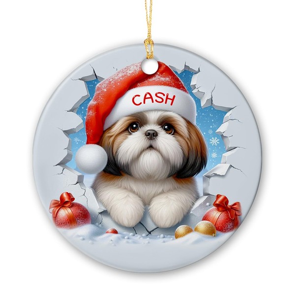 Personalized Shih Tzu Ceramic Ornament Christmas 2025 - Dog Break