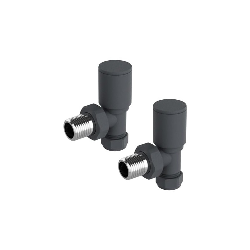 Hemlock - Anthracite Angled Towel Rail/Radiator valves Valves 1/2" /15mm