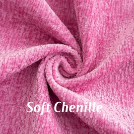 FUTEI Hot Pink Chenille Throw Pillow Covers 18x18 Inch Set of 2,Soft Velvet Cushion Case,Home Decor for Couch Bed Living Room