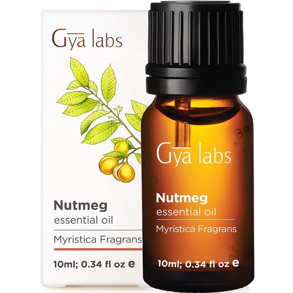 Gya Labs Nutmeg Essential Oil - Pain Reliever for Sore Free Body & Rested, Happier Days (10ml) - 100% Pure Natural Therapeutic Grade Nutmeg Oil Essential Oils for Topical Use & Aromatherapy Diffuser