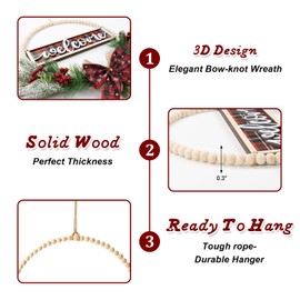 FWIEXA 3D Welcome Sign for Front Door, Welcome sign front door wreath with Boho Beads, Wooden Hanging Hello sign for porch Home Living Room