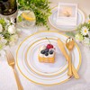 DaYammi 100 Guests Gold Plastic Dinnerware Sets, Includes: 100 Gold