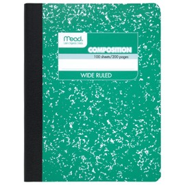 Mead Composition Notebook, Wide Ruled Paper, 9-3/4" x 7-1/2", 100 Sheets, Green Marble (09918AC5)