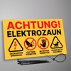 Pasture fence sign, warning sign, electric fence, feeding prohibited and