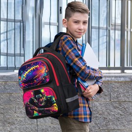 Neramty School Backpack for Boys, Football Backpack for Kid Backpack Suitable for 6-18 Kid, for Children Teens Elementary Middle School Bookbag Travel Back.