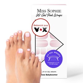 Original Miss Sophie UV Gel Pedi Wraps Rose Baby Boomer I Nail Foils for UV Pedicure I Pack of 27 UV Gel Pedicure Wraps Plain I Nail Stickers for Toenails I Pedicure Nail Foils