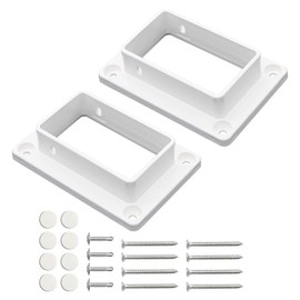 Aiwaiufu 2″ x 3.5″ White Vinyl Fence Brackets, Slotted Handrail Bracket Kit with Screws for Decking Railing, Mount to Wall or Other Vertical Flat Surface, Pack of 2