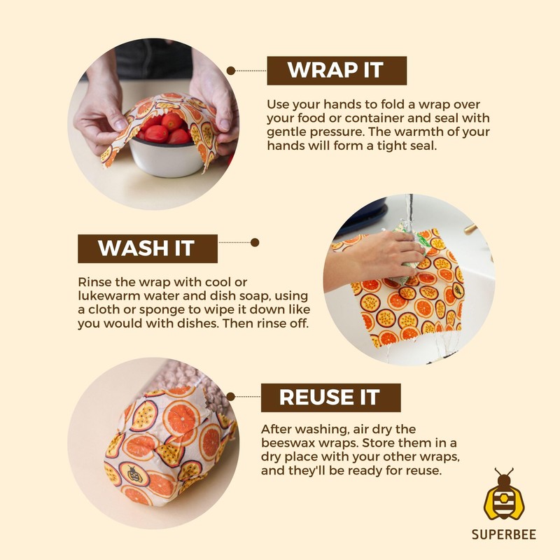 SuperBee Beeswax Wraps Roll Handmade Beeswax Wraps | Reusable Food