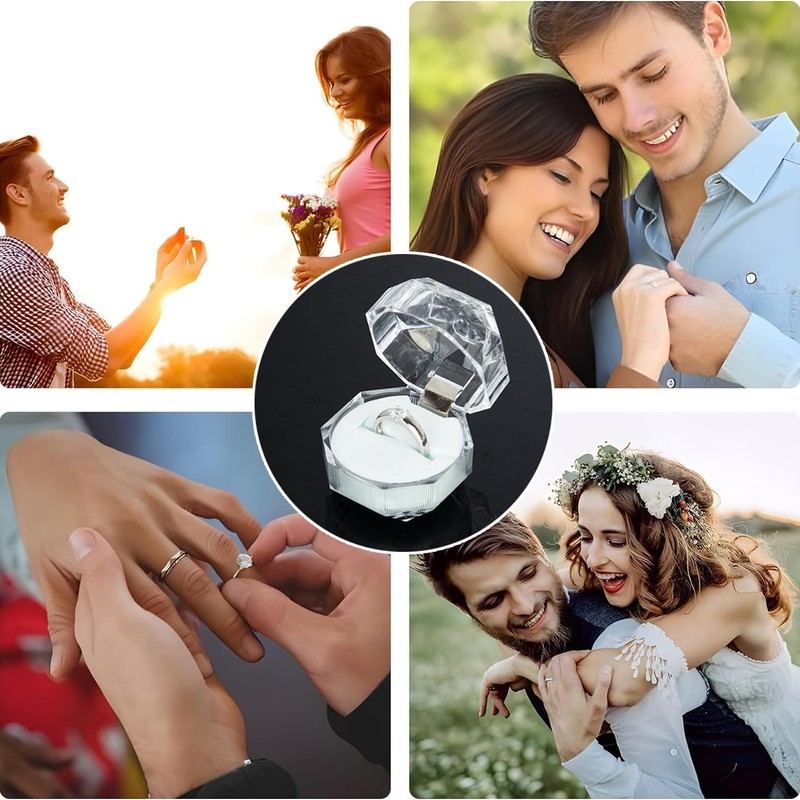 Clear Crystal Ring Gift Box With Foam Insert - 30Pcs