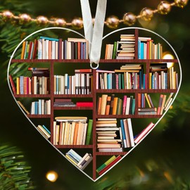 Book Lovers Gifts - Book Ornaments for Christmas Tree, Book Lover Christmas Ornaments - Gifts for Book Lovers - Book Ornament, Book Lover Ornament, Librarian Ornament - Acrylic Christmas Ornaments