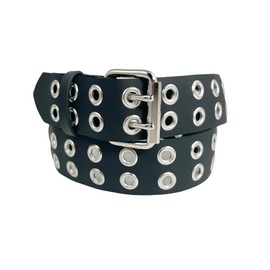 Grommet Eyelet Uniform Belt Made In USA Genuine Leather Punk Goth Thrash Metal (4XL-44)