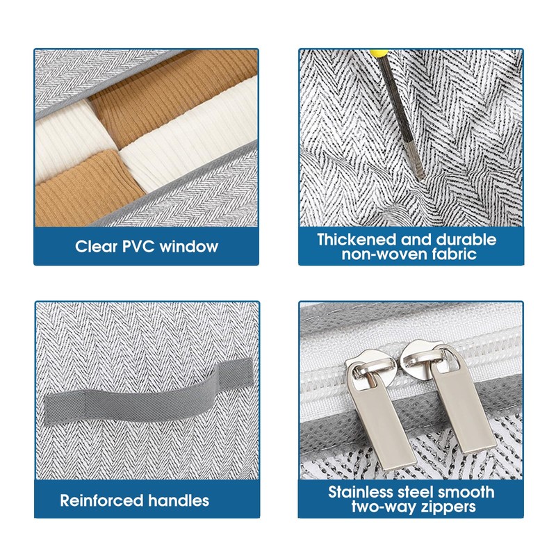 Pack of 2 Underbed Storage Boxes with Lid, Foldable Clothes