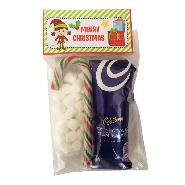 Elf Mail Christmas Cadburys Hot Chocolate Marshmallows & Candy Cane Xmas Eve Hot Choc Gift Stocking Filler