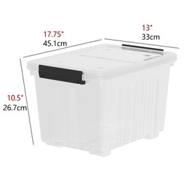 Uumitty 4-Pack 35 Quart Plastic Storage Bin with Secure Lid and Latching Buckles, Stackable Wheeled Container Box