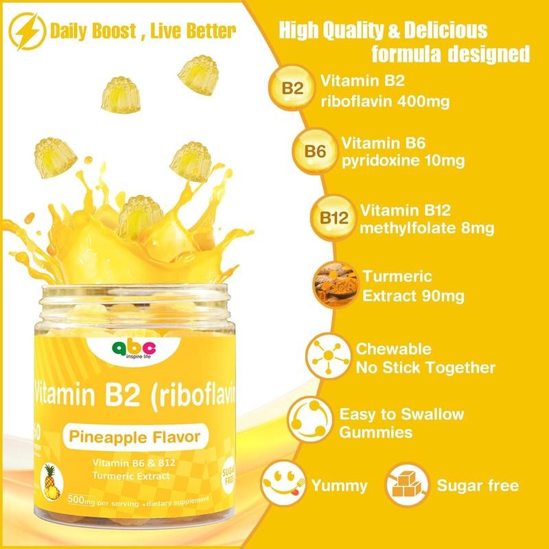 Vitamin B2 Riboflavin Gummies 400mg for Men – Chewable B2