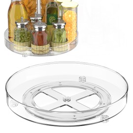 JESIFFY Lazy Susan Turntable Organiser Fridge 27 cm + 23.5 cm Rotating Plate Fridge Rondell Organiser Spice Holder Kitchen Organiser Spice Rack Rotatable for Spices Yoghurt Pack of 2