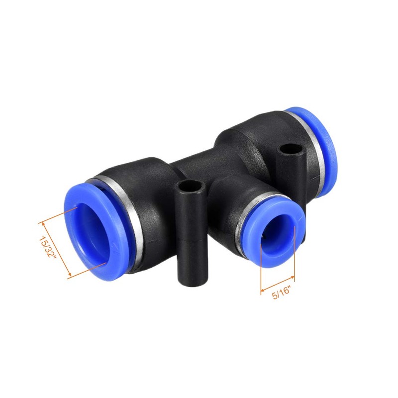 sourcing map Plastic Tee Push to Connect Tube Fittings 15/32"