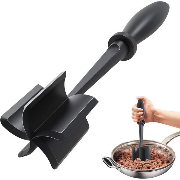 Upgrade Meat Chopper, Heat Resistant Meat Masher for Hamburger Meat, Ground Beef Smasher, Nylon Hamburger Chopper Utensil, Ground Meat Chopper, Non Stick Mix Chopper, Mix and Chop, Potato Masher Tool