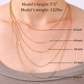 Gacimy Chain Necklace for Women 14K Real Gold Plated, 1.3mm Thin Gold Over 925 Sterling Silver Cable Necklace for Women, 20" Length with 2" Extension Chains