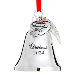 Klikel Christmas Bell Ornament 2024 - Its A Wonderful Life Bell Christmas Ornament 2024 - Christmas Bell 2024 Ornament - Bell Ornament for Christmas Tree - Christmas Bell with Hanging Wing and Heart