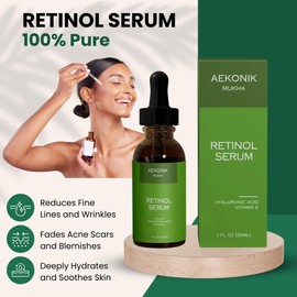 Retinol Serum for Skin Care - Anti-aging - Fades Fine Lines and Acne Scars - Enriched with Potent Retinol, Hyaluronic Acid, Vitamin E, Aloe Vera, Jojoba Oil and Green Tea Extracts - 30 ML