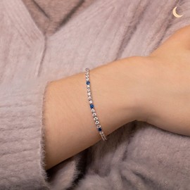 Amberta Lumini Women's 3 mm Tennis Bracelet 925 Sterling Silver with Zirconia, Sterling Silver